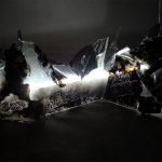 randomroutines_rabble_2013_installation from broken glass pieces covered with lampblack_neon tube_cabels_glue_variable sizes_3 thumbnail