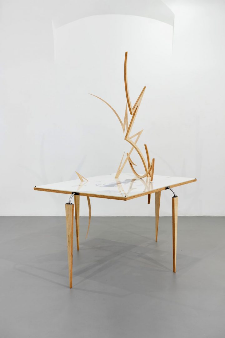 Nest installation, 2021, birch plywood, giclée print, paper cut-out, pencil, collage, vignetta, metal, 223 × 184 × 129 cm_03 thumbnail